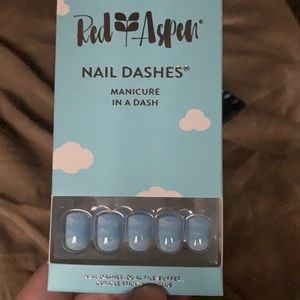 Red aspen square nails. Clouds